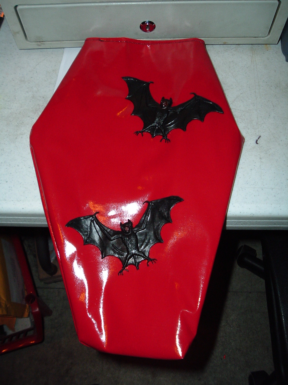Bats Coffin Stocking RED 15" inches